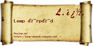 Lemp Árpád névjegykártya